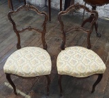 Pair Early Dainty French Chairs - 1 Has Been Repaired, See Photos - LOCAL P