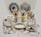 Estate Lot Silverplate - 5-piece Tea Service, 3 Serving Bowls, 2 Round Plat