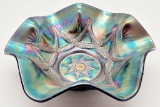 Amethyst Dugan Carnival Glass Bowl - Ski Star, 10¾