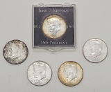 5 Kennedy Half Dollars - All 1964, 1 In Case