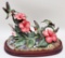 Large Andrea 50th Anniversary Humming Bird Bisque Figure On Wooden Stand -