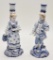 Pair Blue Danube Porcelain Figural Candleholders - 11½