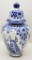 Extra Large Blue Delft Ginger Jar W/ Lid - 19¼