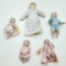 5 Small Bisque Baby Dolls - Heubach, Kestner, Reproductions By Shackman Etc