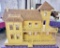 Large Wooden Doll House - Never Painted, As Found W/ Missing Dowel Rod Post