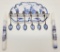 Blue Delft Spoon Rack W/ 6 Enameled Tea Spoons;     Pair Blue Delft Candles