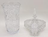 Cut & Etched Glass Vase - 10½