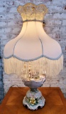 Large Fancy Vintage Capodimonte Lamp - Minor Loss, 32