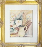 Clara Reinicke Dripps Watercolor - Still Life W/ Lilies, Signed Lower Right