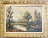 Oil On Board - Landscape, Artist Signature In Lower Right, Framed, 37