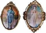 Pinkie & Blue Boy Prints - In Old Convex Glass Frames, Largest Is 19