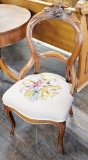 Victorian Walnut Carved Chair W/ Needlepoint Seat - LOCAL PICKUP OR BUYER R