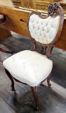 French Style Carved-Back Chair W/ Tufted Back - LOCAL PICKUP OR BUYER RESPO