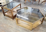 Vintage 1970s End Table W/ Drawer & Smoked Glass Top - 21
