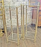2 Metal Stands W/ Glass Shelves - 14½