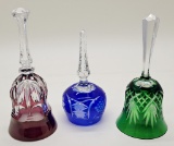 3 Cut-To-Clear Glass Bells - 1 Is Missing Clapper, Tallest Is 8¼