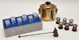 Set Of 6 Mid-Century Glass Napkin Rings - In Box;     6 Salt & Pepper Shake