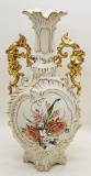 Beautiful Large Victoria Carlsbad Austria Hand Painted & Enameled Vase W/ G
