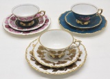 3 Vintage 3-piece Cup, Saucer & Plate Sets - Waldershof Bavaria China, 22kt