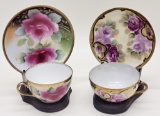 2 Vintage Cup & Saucer Set W/ Display Stands