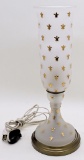 Nice Vintage Satin Glass & Gold Enameled Torchiere Lamp - 16½