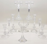 10 Glass & Crystal Candlesticks - Tallest Is 11