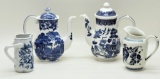 2 Large Blue & White Coffee Servers & 2 Blue & White Pitchers - Largest Ser