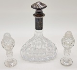 Cut Crystal & Silver-Topped Decanter - 8½