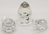 Art Glass Paperweight - Signed & Dated 1990;     2 Cut Crystal Pieces