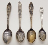 4 Demitasse Sterling Souvenir Spoons - 1.22 Ozt
