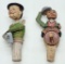 2 Germany Animated Wood Carved Bottle Stoppers