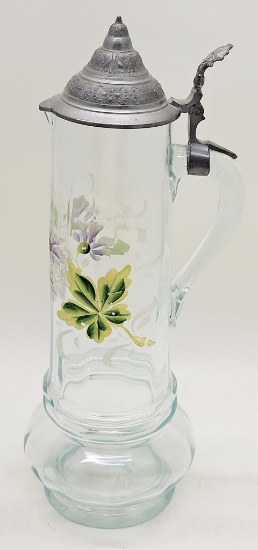 Large Hand Enameled Glass Stein - 14½"