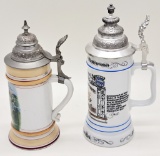 2 Vintage Germany Beer Steins - Tallest Is 11