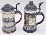 2 Vintage Germany Beer Steins - Tallest Is 9¼