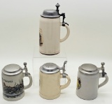 4 Germany Beer Steins - Tallest Is 9½