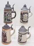 4 Germany Beer Steins - Tallest Is 9