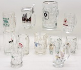 11 Vintage Glass Beer Steins - Tallest Is 8