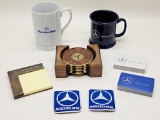 Estate Lot - Mercedes-Benz Items Includes 3 Coasters In Holder, Sticky Note