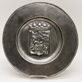 Large 1800s Pewter Charger - 12½
