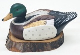 Bisque Mallard Duck On Wooden Base - 4