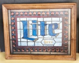 Vintage Miller Lite Beer Lighted Sign In Wooden Frame - 21