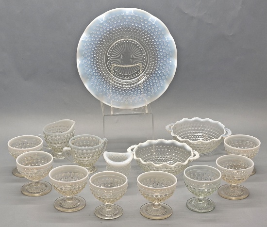 Anchor Hocking Moonstone Opalescent Glass - Includes Ruffled Platter, Cream