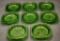 8 Jeanette Glass Co. Green Uranium Depression Glass Coasters - 3¾