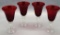 Set Of 4 Large Modern Pigeon Blood Stems - 8¼