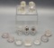 2 Glass Dog Candy Containers;     3 Crystal Shakers;     7 Salt Cellars