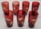 7 Anchor Hocking Royal Ruby Glass Glasses W/ Gold Flowers - 5½