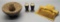 Stone Mortar & Pestle;     Crumb Pan;     Pair Cobalt Blue Shakers