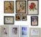 7 Framed Vintage Pictures & 4 Unframed Vintage Pictures - Largest Is 9¾