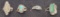 4 Sterling Rings - Various Stones, Sizes 6-8, 0.45 Ozt