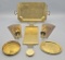 Estate Lot Vintage Brass Items - Includes 4 Tray, 2 Candle Sconces, Calenda